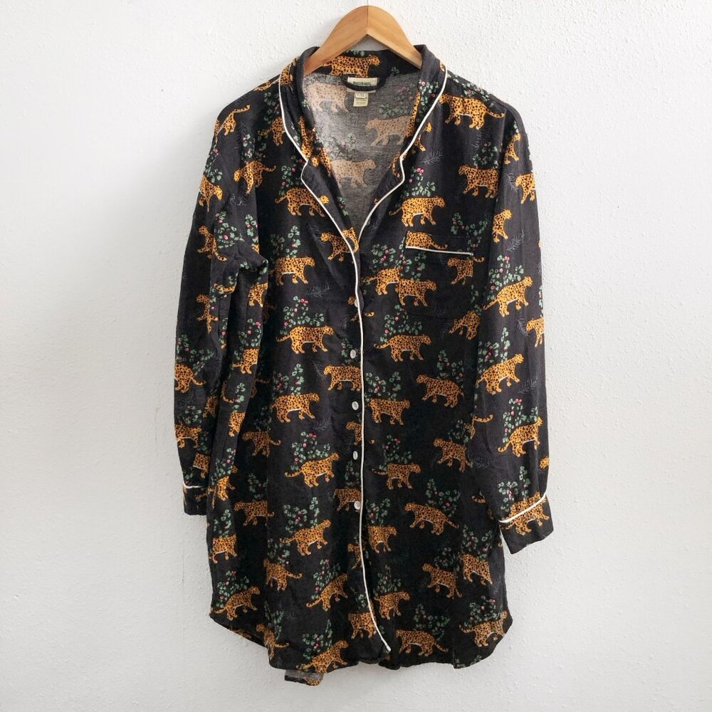 WORLD MARKET Tropical Cheetah‎ Pajama Sleepshirt Size L/XL